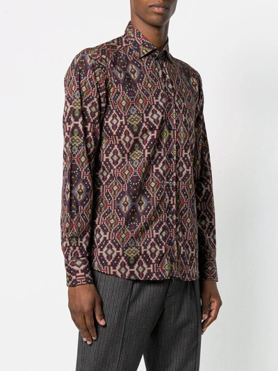 Shop Etro Classic Fitted Shirt - Multicolour