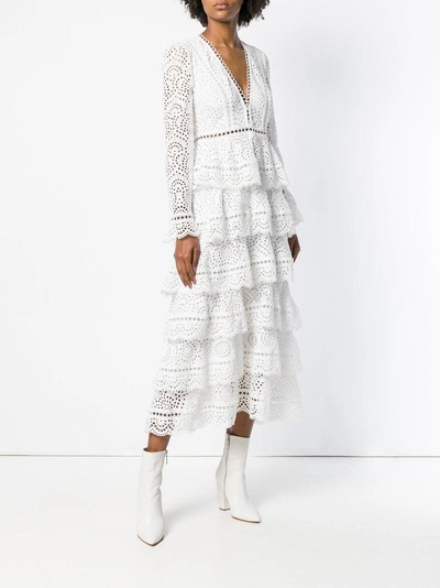 Shop Zimmermann Tiered Cut Out Dress - White
