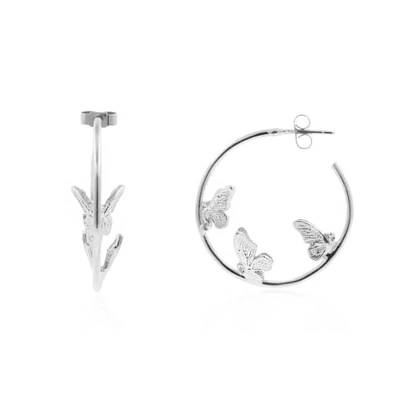 Lee Renee Butterfly Hoop Earrings - Silver