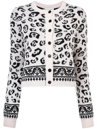 Shop Altuzarra Leopard Intarsia Cardigan - White