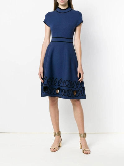 Shop Fendi Short-sleeve Embroidered Dress - Blue