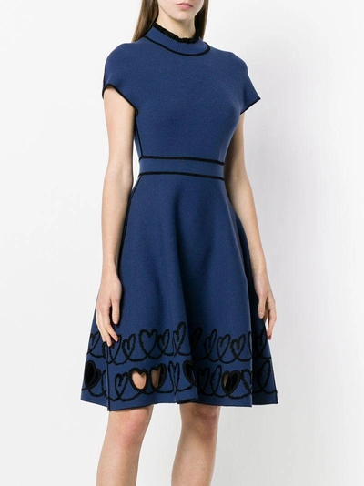 Shop Fendi Short-sleeve Embroidered Dress - Blue