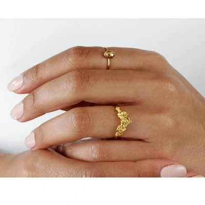 Lee Renee Ladybird Black Diamond Ring/wings Closed -gold