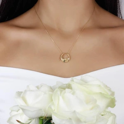 Lee Renee Rose Halo Diamond & Tourmaline Necklace – Rose Gold