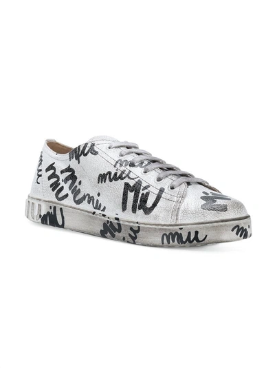scribble print lace up trainers