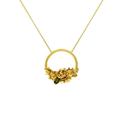Lee Renee Rose Halo Diamond & Tourmaline Necklace – Gold
