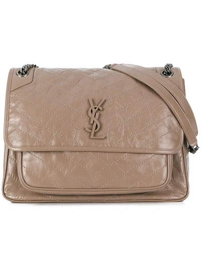 Shop Saint Laurent Monogram Shoulder Bag - Neutrals