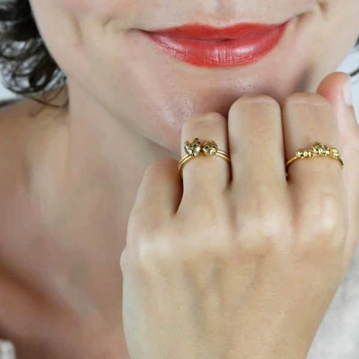 Lee Renee Ladybird Black Diamond Ring/wings Open - Rose Gold