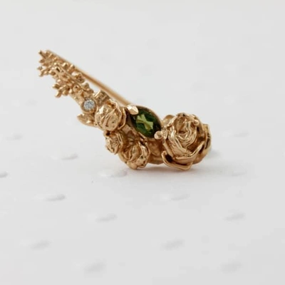 Lee Renee Rose Diamond & Tourmaline Slider Earring Single - Rose Gold