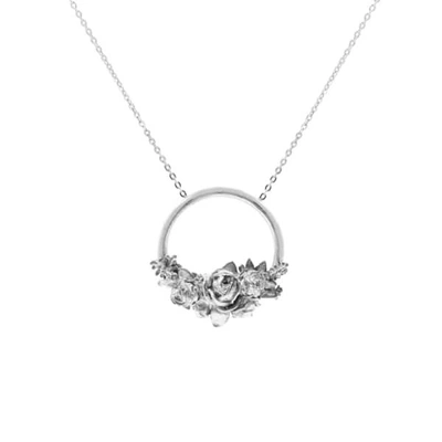 Lee Renee Rose Halo Necklace - Silver