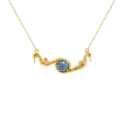 Lee Renee Seahorse Blue Topaz Necklace – Gold