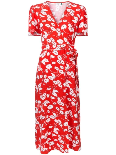 Shop Rixo London Floral Printed Wrap Dress - Red