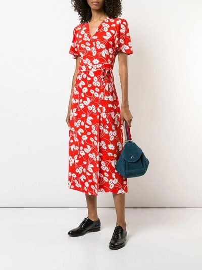 Shop Rixo London Floral Printed Wrap Dress - Red