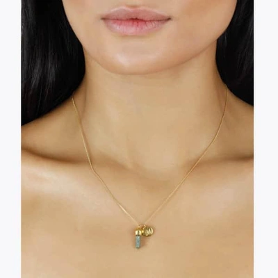 Lee Renee Green Tourmaline Pendant & Initial Necklace