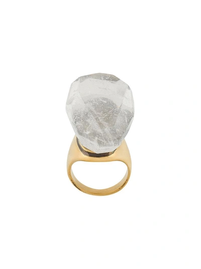 Shop Alexander Mcqueen Ice Stone Ring - Metallic