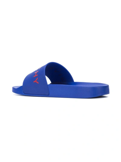 Shop Givenchy Logo Pool Slides - Blue