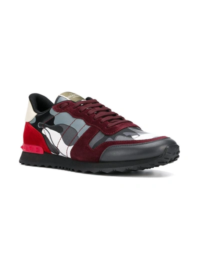 Shop Valentino Camouflage Sneakers In Red