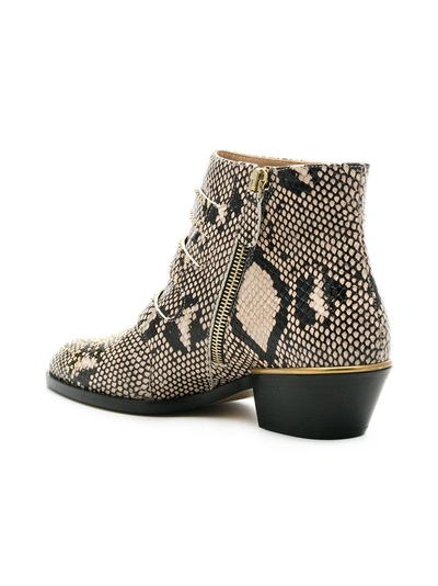 Shop Chloé Susanna Python Print Boots - Neutrals