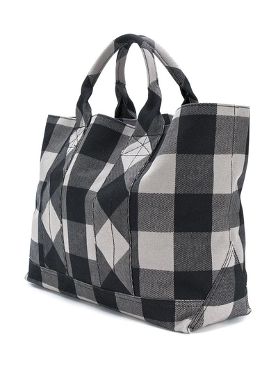 Shop Tomas Maier Chequer Plaid Beach Bag - Black