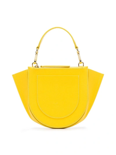 Shop Wandler Yellow Hortensia Mini Leather Shoulder Bag