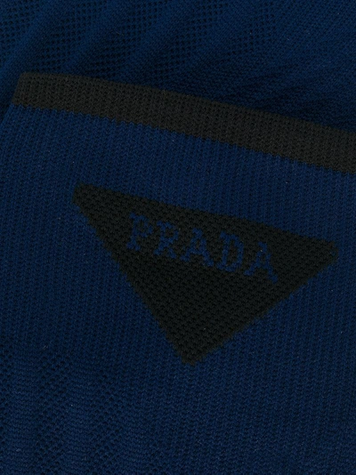 Shop Prada Logo Printed Socks - Blue