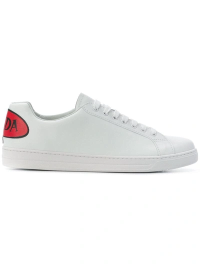 Shop Prada Logo Print Low-top Sneakers - White