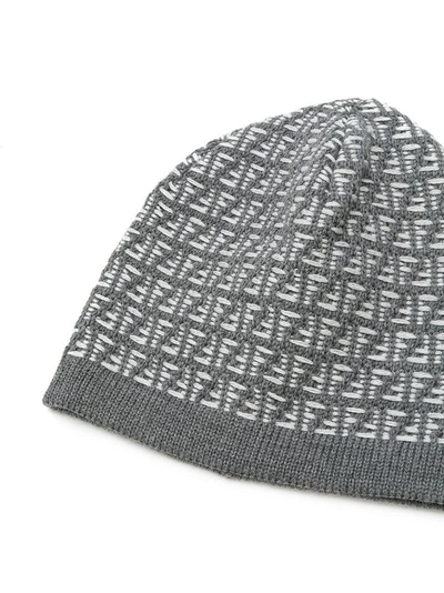 Shop Fendi Ff Logo Beanie Hat - Grey