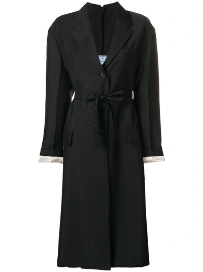 Shop Prada Single-breasted Overcoat - Black