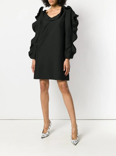 Shop Valentino Puffed Ruffle Sleeve Cocktail Dress - Black