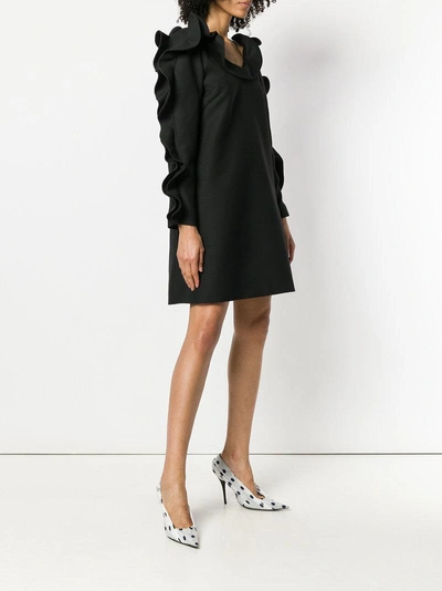 Shop Valentino Puffed Ruffle Sleeve Cocktail Dress - Black