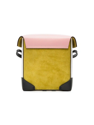 Shop Manu Atelier Yellow And Bubblegum Mini Pristine Suede And Leather Cross-body Bag - Yellow Bubblegum  In Yellow Bubblegum White Black