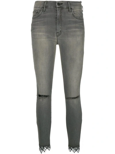 Shop Mother Ripped Skinny Jeans - Grey