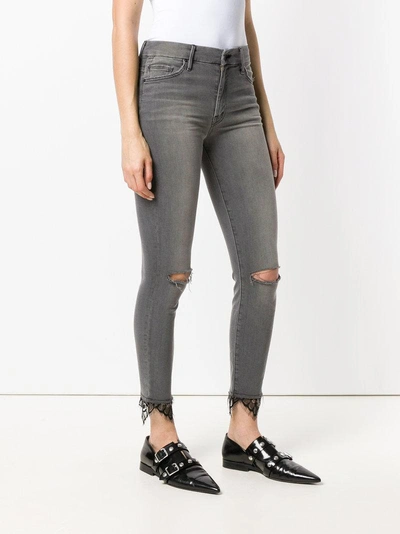 Shop Mother Ripped Skinny Jeans - Grey