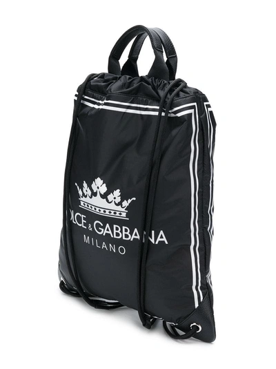 Shop Dolce & Gabbana Drawstring Logo Backpack - Black