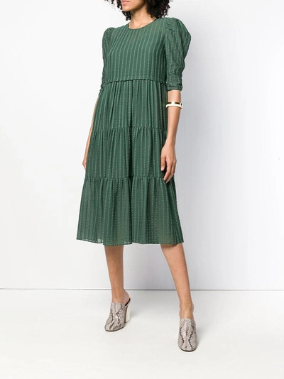 Shop See By Chloé Striped Midi Dress In Green