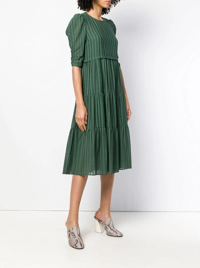 Shop See By Chloé Striped Midi Dress In Green