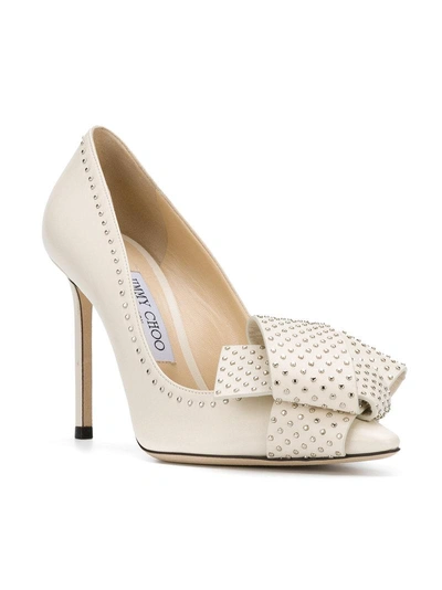 Shop Jimmy Choo Tegan 100 Pumps - Chalk/steel