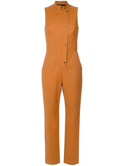 Shop Andrea Marques Front Buttons Jumpsuit - Capuccino