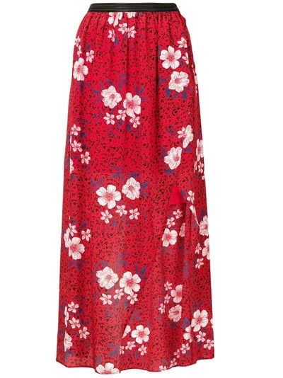 Shop Zadig & Voltaire Zadig&voltaire Floral Flared Skirt In Red