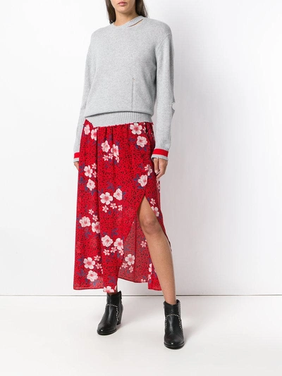 Shop Zadig & Voltaire Zadig&voltaire Floral Flared Skirt In Red