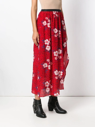 Shop Zadig & Voltaire Zadig&voltaire Floral Flared Skirt In Red