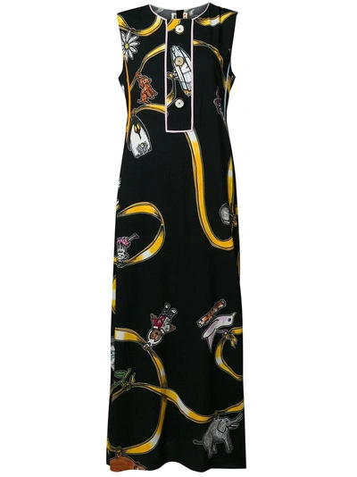 Shop Marni Printed Sleeveless Maxi Dress - Black