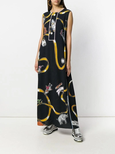 Shop Marni Printed Sleeveless Maxi Dress - Black