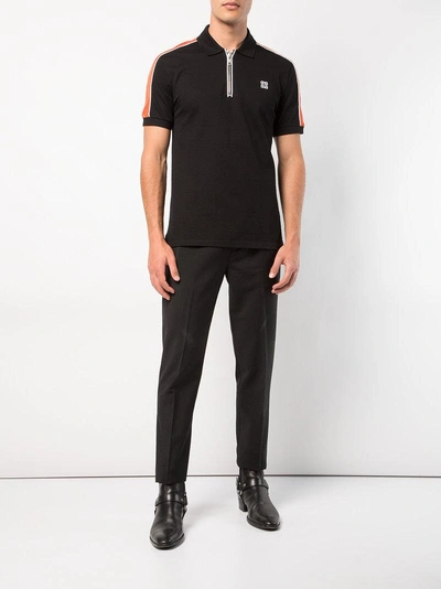 Shop Givenchy Zipped Front Polo Shirt - Black