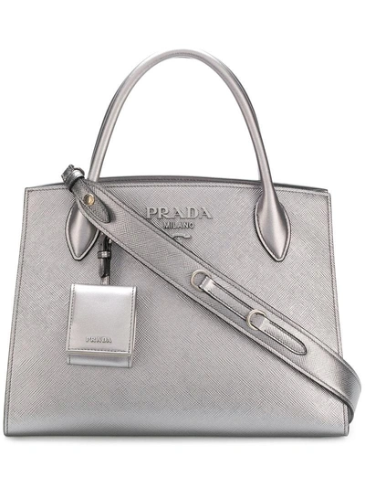 Shop Prada Monochrome Tote Bag In Metallic