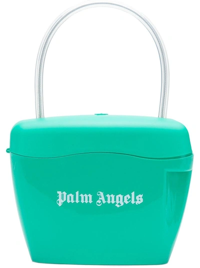 Shop Palm Angels Printed Logo Tote Bag - Green