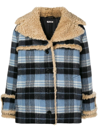 Shop Miu Miu Checked Jacket - Blue