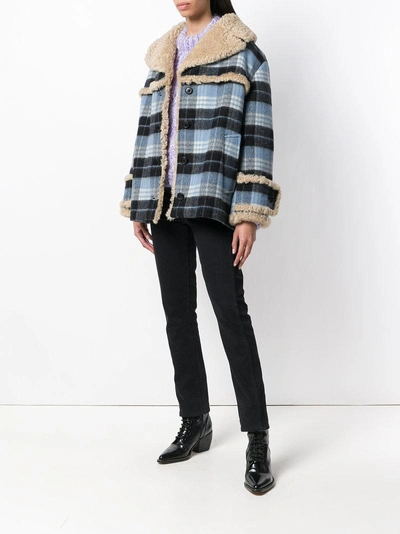 Shop Miu Miu Checked Jacket - Blue