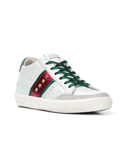 Shop Leather Crown Metallic Detail Sneakers - White