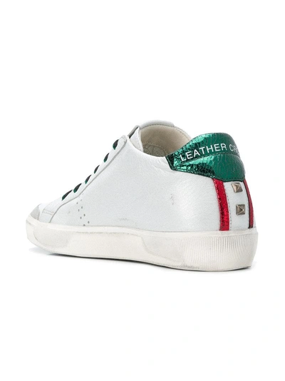 Shop Leather Crown Metallic Detail Sneakers - White